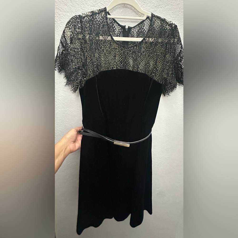Jessica Simpson Velvet Black Dress with Metallic Lace
